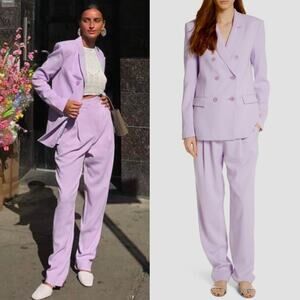 Tibi Steward Lavender Light Purple Oversized Double Breasted Crepe Blazer 4